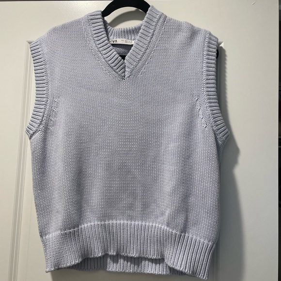 Zara Sweaters - ZARA Light Blue Knit Sleeveless Sweater Vest